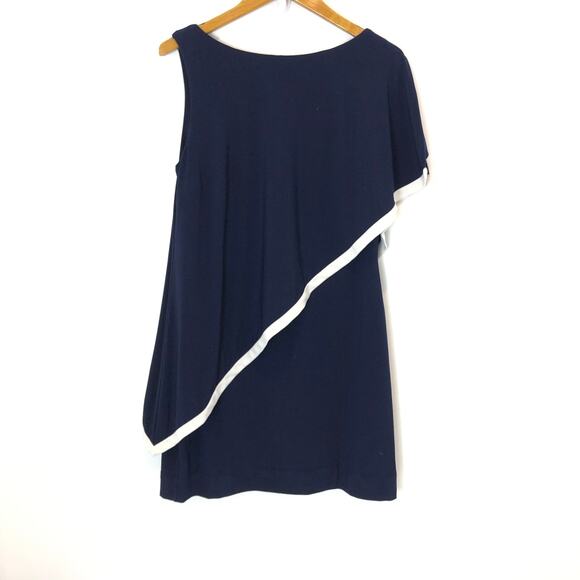 Lauren Ralph Lauren - Navy Blue Color Block Overlay Sheath Dress-Women's 12 - Picture 1 of 5